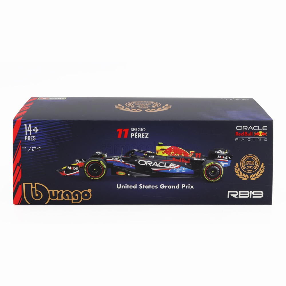 Miniatura 1:24 Red Bull Racing RB19 GP dos Estados unidos (2023) - 24cm